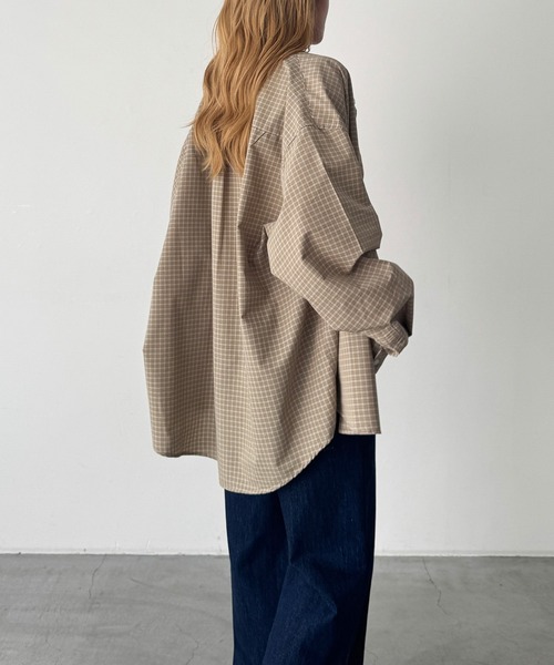 CANAL JEAN(キャナルジーン)の「choice_cnl チェックオーバーシャツ(シャツ/ブラウス・レディース・アイボリー/カーキ・ONE SIZE)」の4枚目の写真