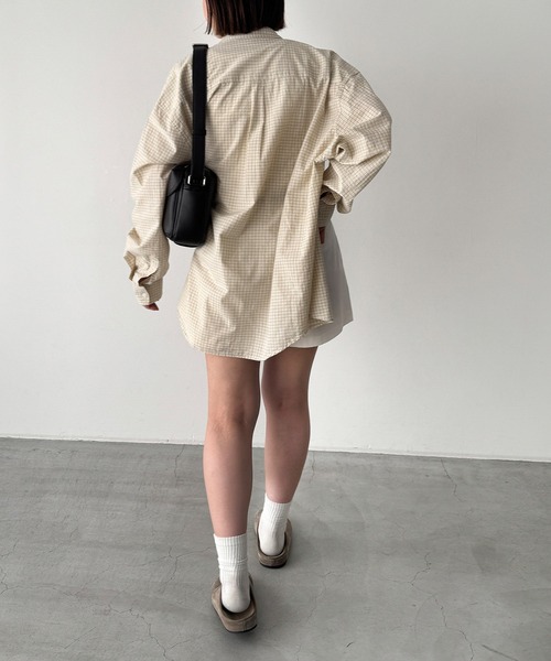 CANAL JEAN(キャナルジーン)の「choice_cnl チェックオーバーシャツ(シャツ/ブラウス・レディース・アイボリー/カーキ・ONE SIZE)」の7枚目の写真
