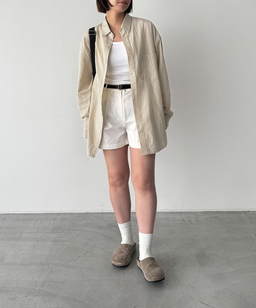 CANAL JEAN(キャナルジーン)の「choice_cnl チェックオーバーシャツ(シャツ/ブラウス・レディース・アイボリー/カーキ・ONE SIZE)」の8枚目の写真