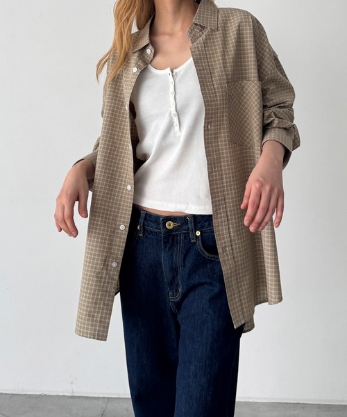 CANAL JEAN(キャナルジーン)の「choice_cnl チェックオーバーシャツ(シャツ/ブラウス・レディース・アイボリー/カーキ・ONE SIZE)」の16枚目の写真