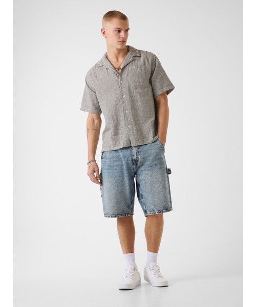 GUESS JEANS(ゲスジーンズ)の「GUESS JEANS Boxy Camp Shirt シャツ(シャツ/ブラウス・メンズ・カーキ/ライトブルー・MEDIUM/LARGE/SMALL/X-LARGE/XX-LARGE)」の9枚目の写真