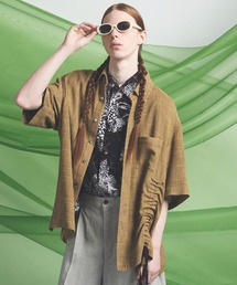 《UNISEX》Dry KARAMI Mesh Prime-Over Asymmetric Shirred Shirt/ドライカラミメッシュプライムオーバーアシンメトリーシャーリングシャツ【MAISON SPECIAL/メゾンスペシャル】