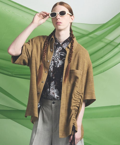 Karamiさま専用 UNISEX》Dry KARAMI Mesh Prime-Over Asymmetric Shirred Shirt/ドライ