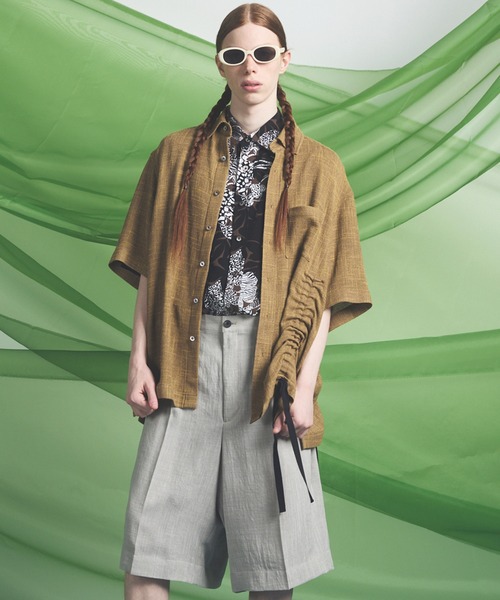 MAISON SPECIAL(メゾンスペシャル)の「《UNISEX》Dry KARAMI Mesh Prime-Over Asymmetric Shirred Shirt/ドライカラミメッシュプライムオーバーアシンメトリーシャーリングシャツ【MAISON SPECIAL/メゾンスペシャル】(シャツ/ブラウス・メンズ・ブラック/ブラウン・0/1/2)」の5枚目の写真