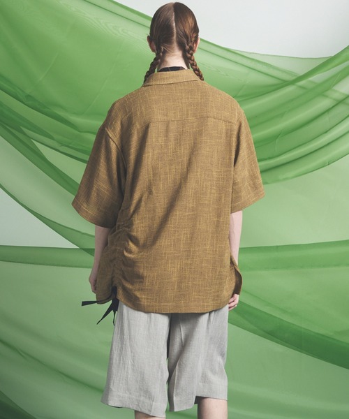 MAISON SPECIAL(メゾンスペシャル)の「《UNISEX》Dry KARAMI Mesh Prime-Over Asymmetric Shirred Shirt/ドライカラミメッシュプライムオーバーアシンメトリーシャーリングシャツ【MAISON SPECIAL/メゾンスペシャル】(シャツ/ブラウス・メンズ・ブラック/ブラウン・0/1/2)」の7枚目の写真