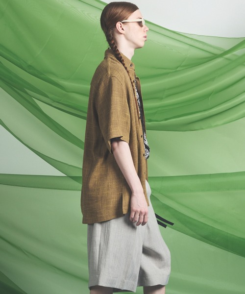 MAISON SPECIAL(メゾンスペシャル)の「《UNISEX》Dry KARAMI Mesh Prime-Over Asymmetric Shirred Shirt/ドライカラミメッシュプライムオーバーアシンメトリーシャーリングシャツ【MAISON SPECIAL/メゾンスペシャル】(シャツ/ブラウス・メンズ・ブラック/ブラウン・0/1/2)」の6枚目の写真