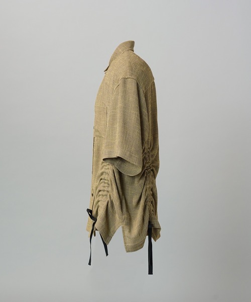 MAISON SPECIAL(メゾンスペシャル)の「《UNISEX》Dry KARAMI Mesh Prime-Over Asymmetric Shirred Shirt/ドライカラミメッシュプライムオーバーアシンメトリーシャーリングシャツ【MAISON SPECIAL/メゾンスペシャル】(シャツ/ブラウス・メンズ・ブラック/ブラウン・0/1/2)」の14枚目の写真