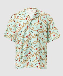 Open-collar S/S shirt (apple&chain)