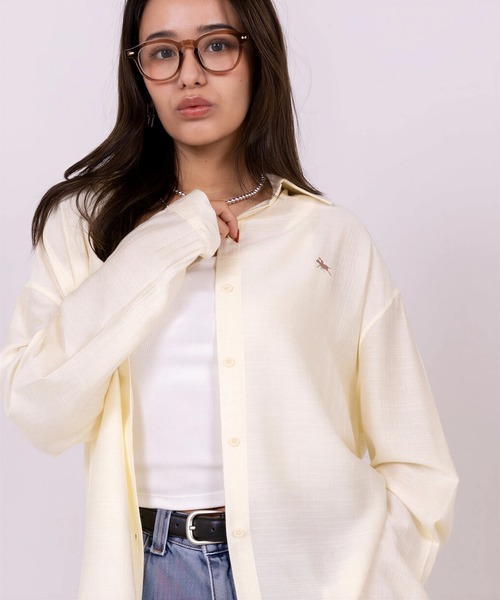 POLOCHAMPS（ポロチャンプス）の「【POLOCHAMPS】ポロチャンプス/オーバーサイズカラーシャツ（シャツ/ブラウス・レディース・サックスブルー/ブラック/アイボリー/グレー/ホワイト/ブラウン/ネイビー/モカ・FREE）」の3枚目の写真