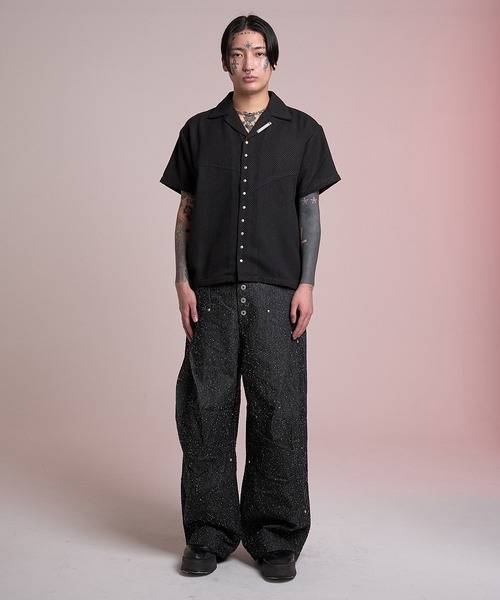 CREO STORE(クレオストア)の「Stud Open Collar Shirt/スタッズオープンカラーシャツ(シャツ/ブラウス・メンズ・グレー/ブラック・1/2)」の13枚目の写真