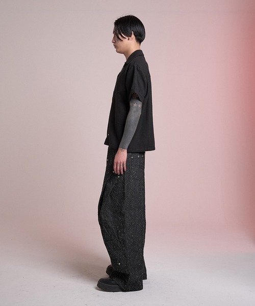 CREO STORE(クレオストア)の「Stud Open Collar Shirt/スタッズオープンカラーシャツ(シャツ/ブラウス・メンズ・グレー/ブラック・1/2)」の14枚目の写真