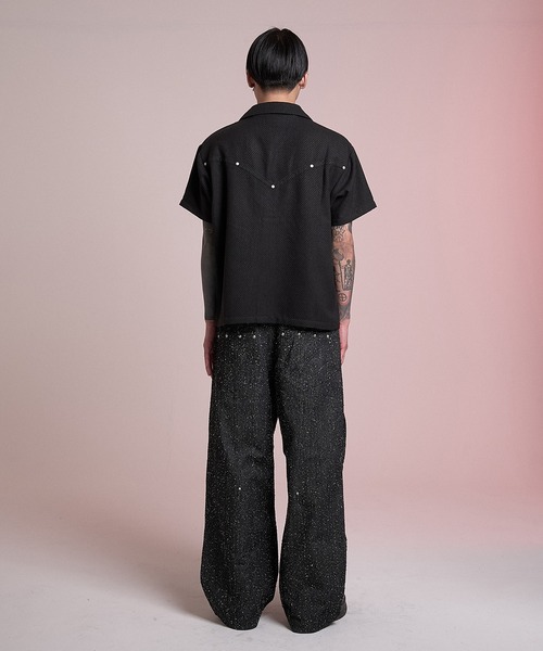 CREO STORE(クレオストア)の「Stud Open Collar Shirt/スタッズオープンカラーシャツ(シャツ/ブラウス・メンズ・グレー/ブラック・1/2)」の15枚目の写真