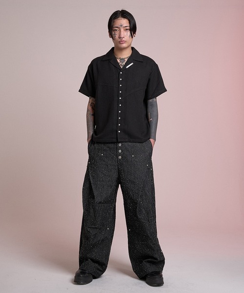 CREO STORE(クレオストア)の「Stud Open Collar Shirt/スタッズオープンカラーシャツ(シャツ/ブラウス・メンズ・グレー/ブラック・1/2)」の8枚目の写真