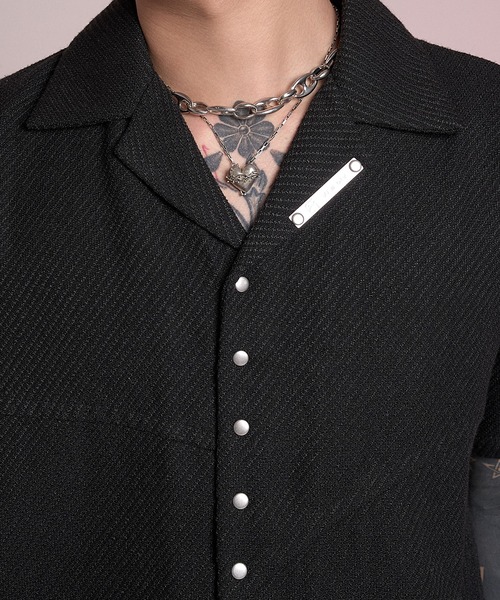 CREO STORE(クレオストア)の「Stud Open Collar Shirt/スタッズオープンカラーシャツ(シャツ/ブラウス・メンズ・グレー/ブラック・1/2)」の17枚目の写真