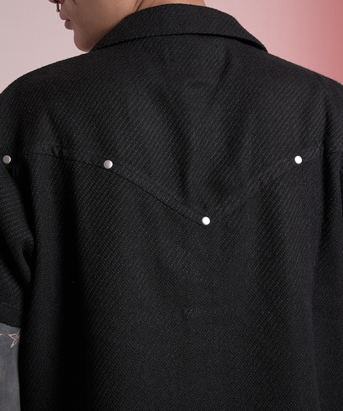 CREO STORE(クレオストア)の「Stud Open Collar Shirt/スタッズオープンカラーシャツ(シャツ/ブラウス・メンズ・グレー/ブラック・1/2)」の20枚目の写真