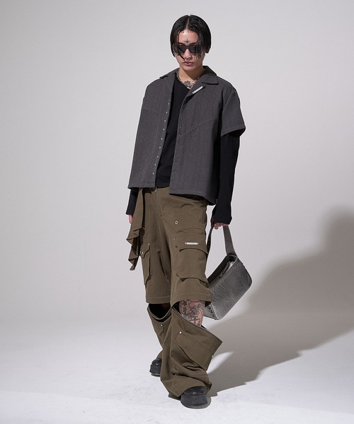 CREO STORE(クレオストア)の「Stud Open Collar Shirt/スタッズオープンカラーシャツ(シャツ/ブラウス・メンズ・グレー/ブラック・1/2)」の21枚目の写真