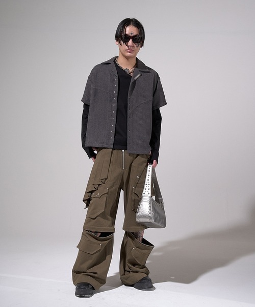 CREO STORE(クレオストア)の「Stud Open Collar Shirt/スタッズオープンカラーシャツ(シャツ/ブラウス・メンズ・グレー/ブラック・1/2)」の12枚目の写真