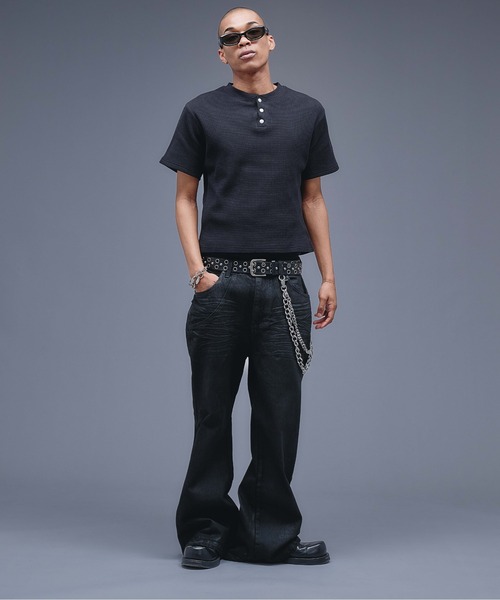 ANDER HUNK(アンダーハンク)の「13oz Wax Coated Wide Flare Denim / 13オンスワックスコーティングワイドフレアデニム(デニムパンツ・メンズ・インディゴブルー/ブラック・LARGE/MEDIUM/SMALL)」の13枚目の写真