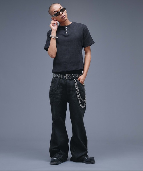 ANDER HUNK(アンダーハンク)の「13oz Wax Coated Wide Flare Denim / 13オンスワックスコーティングワイドフレアデニム(デニムパンツ・メンズ・インディゴブルー/ブラック・LARGE/MEDIUM/SMALL)」の15枚目の写真