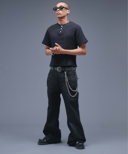 ANDER HUNK(アンダーハンク)の「13oz Wax Coated Wide Flare Denim / 13オンスワックスコーティングワイドフレアデニム(デニムパンツ・メンズ・インディゴブルー/ブラック・LARGE/MEDIUM/SMALL)」の16枚目の写真