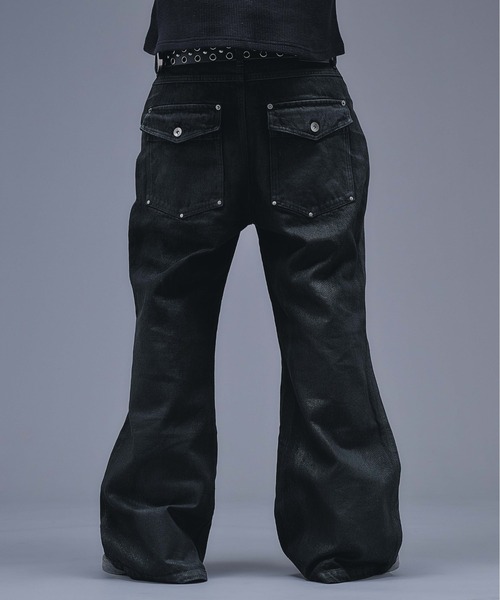 ANDER HUNK(アンダーハンク)の「13oz Wax Coated Wide Flare Denim / 13オンスワックスコーティングワイドフレアデニム(デニムパンツ・メンズ・インディゴブルー/ブラック・LARGE/MEDIUM/SMALL)」の8枚目の写真