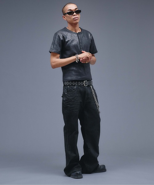 ANDER HUNK(アンダーハンク)の「13oz Wax Coated Wide Flare Denim / 13オンスワックスコーティングワイドフレアデニム(デニムパンツ・メンズ・インディゴブルー/ブラック・LARGE/MEDIUM/SMALL)」の20枚目の写真