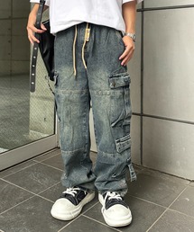 【26年春夏新作】【ウエストゴム】デニムカーゴワイドパンツ