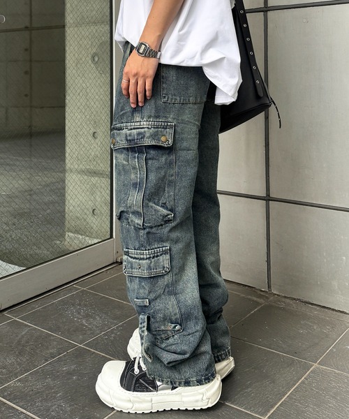 lilful(リルフル)の「【26年春夏新作】【ウエストゴム】デニムカーゴワイドパンツ(デニムパンツ・メンズ・ブルー/ブラック・M/L)」の4枚目の写真