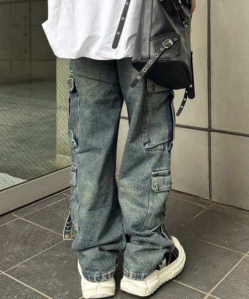 lilful(リルフル)の「【26年春夏新作】【ウエストゴム】デニムカーゴワイドパンツ(デニムパンツ・メンズ・ブルー/ブラック・M/L)」の5枚目の写真