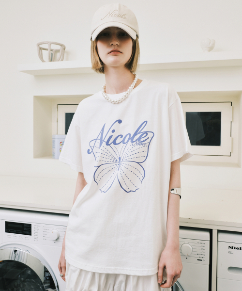 NICK&NICOLE(ニックアンドニコール)の「NICOLE BUTTERFLY SLEEVE TOP_CREAM LIGHT PURPLE(Tシャツ/カットソー・レディース・その他・MEDIUM/LARGE)」の4枚目の写真