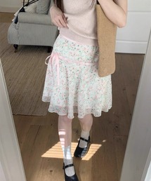 【LAMPOON】花柄シフォンミニスカート