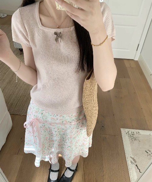almo(アルモ)の「【LAMPOON】花柄シフォンミニスカート(スカート・レディース・ピンク・LARGE/MEDIUM/SMALL)」の6枚目の写真