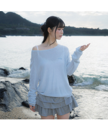 Boatneck Sheer Basic Knit [Sky Blue]