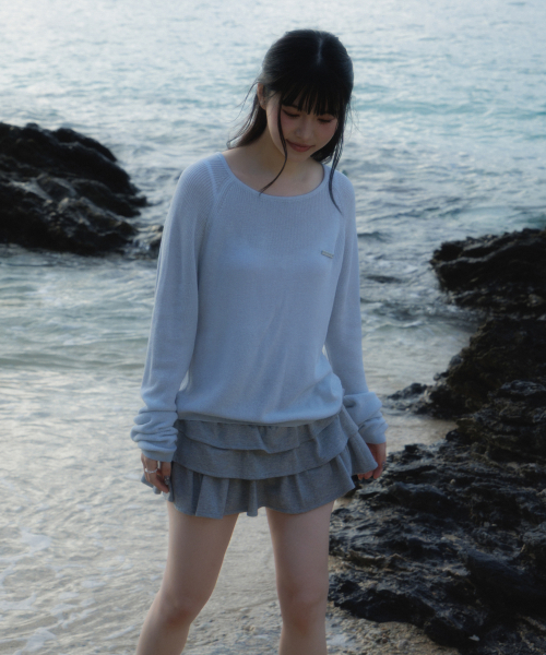 ROSEFRANTZ（ロゼフランツ）の「Boatneck Sheer Basic Knit [Sky Blue]（ニット/セーター・レディース・スカイブルー・OS）」の2枚目の写真