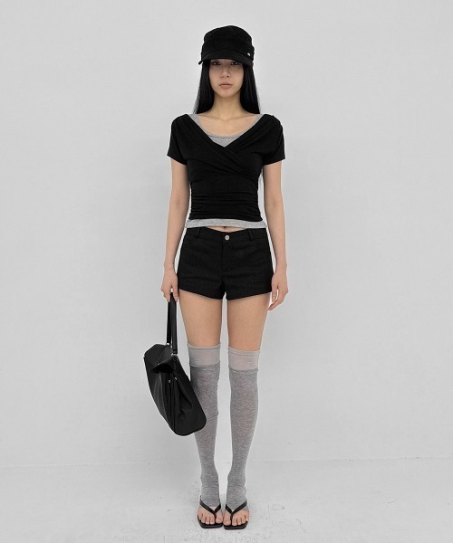 BLACKUP（ブラックアップ）の「[MADE] クジェスラップキャップスリーブTシャツ（Tシャツ/カットソー・レディース・ブラック・FREE）」の7枚目の写真
