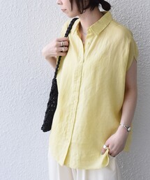 SHIPS Colors:〈洗濯機可能〉ユーロリネン (EURO Linen) フレンチスリーブ ビッグ シャツ◇