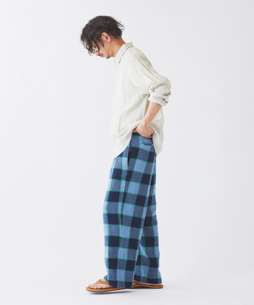 JOURNAL STANDARD relume(ジャーナルスタンダード レリューム)の「ビッグ ブロック チェック パナマ織 イージーパンツ(その他パンツ・メンズ・アイボリー/グリーン/ブルー系その他・MEDIUM/LARGE)」の14枚目の写真