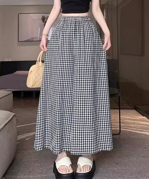 mielu（ミエル）の「ギンガムチェックワイドフレアパンツ（その他パンツ・レディース・ブラック・LARGE/MEDIUM/SMALL）」の3枚目の写真