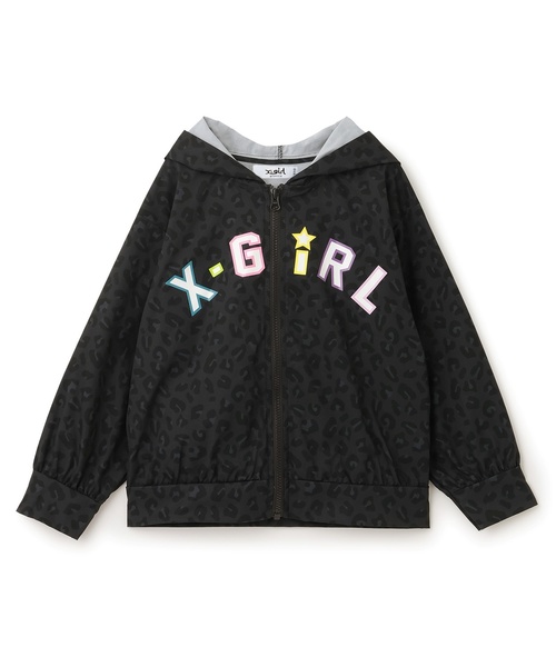 X-girl Stages(エックスガールステージス)の「【遮熱・接触冷感・吸水速乾】総柄パーカー(パーカー・キッズ・ライトブルー/ブラック・140cm/110cm/100cm/120cm/130cm)」の2枚目の写真