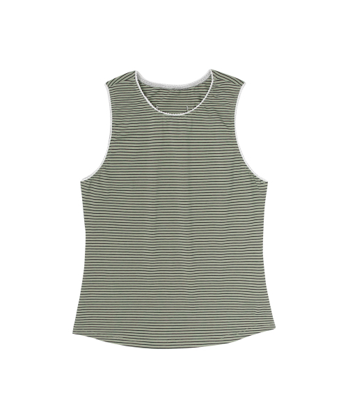 KIJIKO（キジコ）の「ke502. Stripe Lace Sleeveless Khaki（Tシャツ/カットソー・レディース・カーキ・FREE）」の5枚目の写真