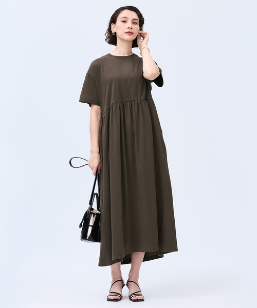 coca(coca)(コカ)の「コットンペプラムワイドワンピース(ワンピース・レディース・ブラック/ダークブラウン・L/M/S)」の2枚目の写真