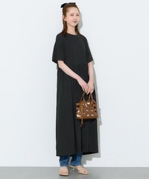 コットンペプラムワイドワンピース
