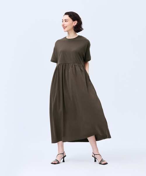 coca(coca)(コカ)の「コットンペプラムワイドワンピース(ワンピース・レディース・ブラック/ダークブラウン・L/M/S)」の4枚目の写真