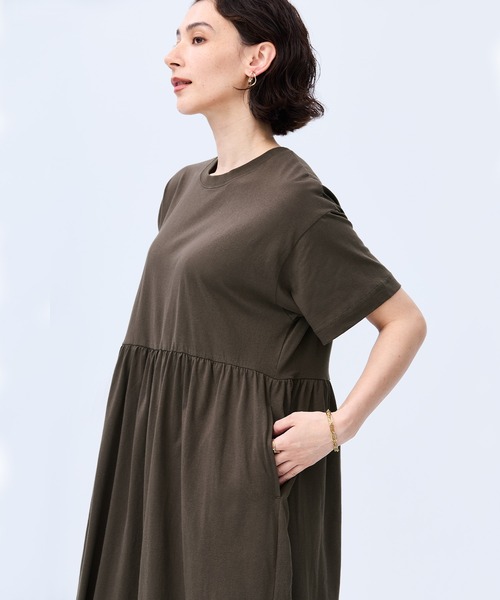 coca(coca)(コカ)の「コットンペプラムワイドワンピース(ワンピース・レディース・ブラック/ダークブラウン・L/M/S)」の5枚目の写真