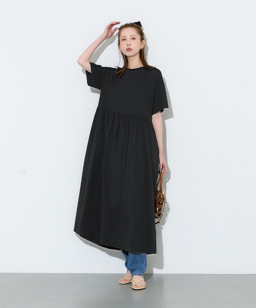 coca(coca)(コカ)の「コットンペプラムワイドワンピース(ワンピース・レディース・ブラック/ダークブラウン・L/M/S)」の10枚目の写真