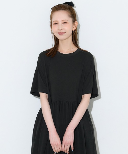coca(coca)(コカ)の「コットンペプラムワイドワンピース(ワンピース・レディース・ブラック/ダークブラウン・L/M/S)」の11枚目の写真