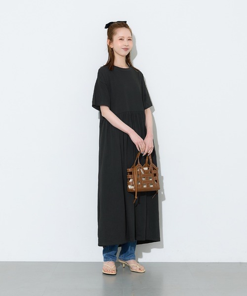 coca(coca)(コカ)の「コットンペプラムワイドワンピース(ワンピース・レディース・ブラック/ダークブラウン・L/M/S)」の14枚目の写真