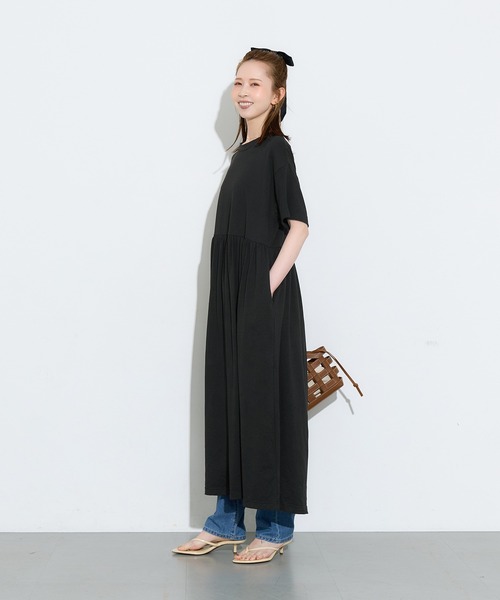 coca(coca)(コカ)の「コットンペプラムワイドワンピース(ワンピース・レディース・ブラック/ダークブラウン・L/M/S)」の15枚目の写真