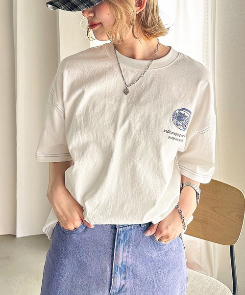 DOUBLE NAME(ダブルネーム)の「00’s Gadges刺しゅうTEE(Tシャツ/カットソー・レディース・オフホワイト/オレンジ/ブラック系・FREE)」の8枚目の写真