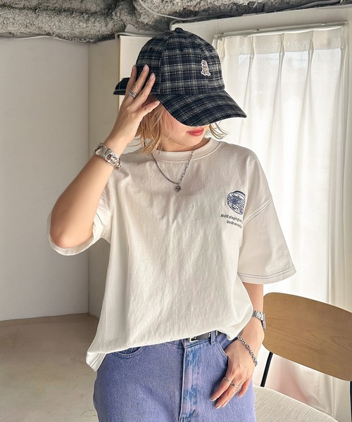 DOUBLE NAME(ダブルネーム)の「00’s Gadges刺しゅうTEE(Tシャツ/カットソー・レディース・オフホワイト/オレンジ/ブラック系・FREE)」の9枚目の写真